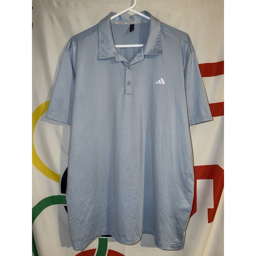 Adidas Golf Polo Shirt Mens XL Baby Blue Stretch Performance